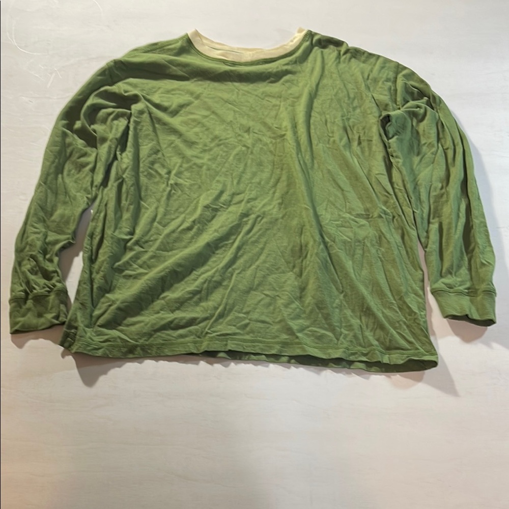Vintage NYC Men’s Long Sleeve T-Shirt XL Olive Green Oversized Boxy Streetwear